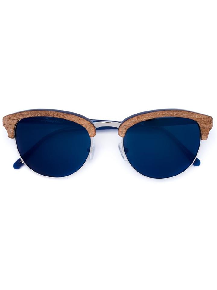 Linda Farrow Wood Round-shaped Sunglasses, Men's, Blue, Acetate/other Fibres