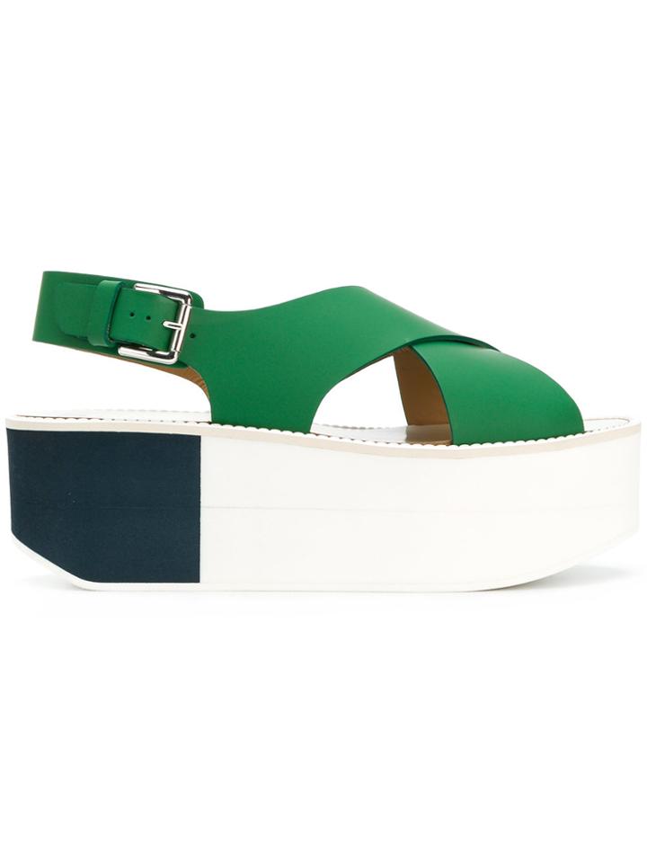 Flamingos Colour-block Sandals - Green