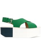 Flamingos Colour-block Sandals - Green