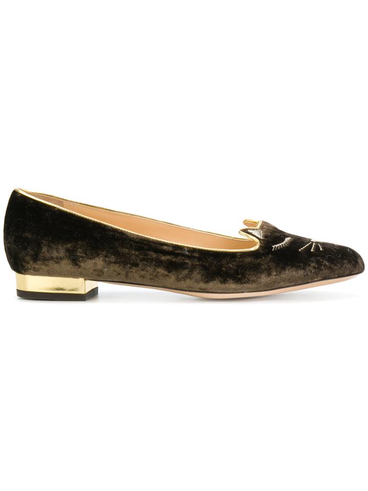 Charlotte Olympia Kitty Slippers - Brown