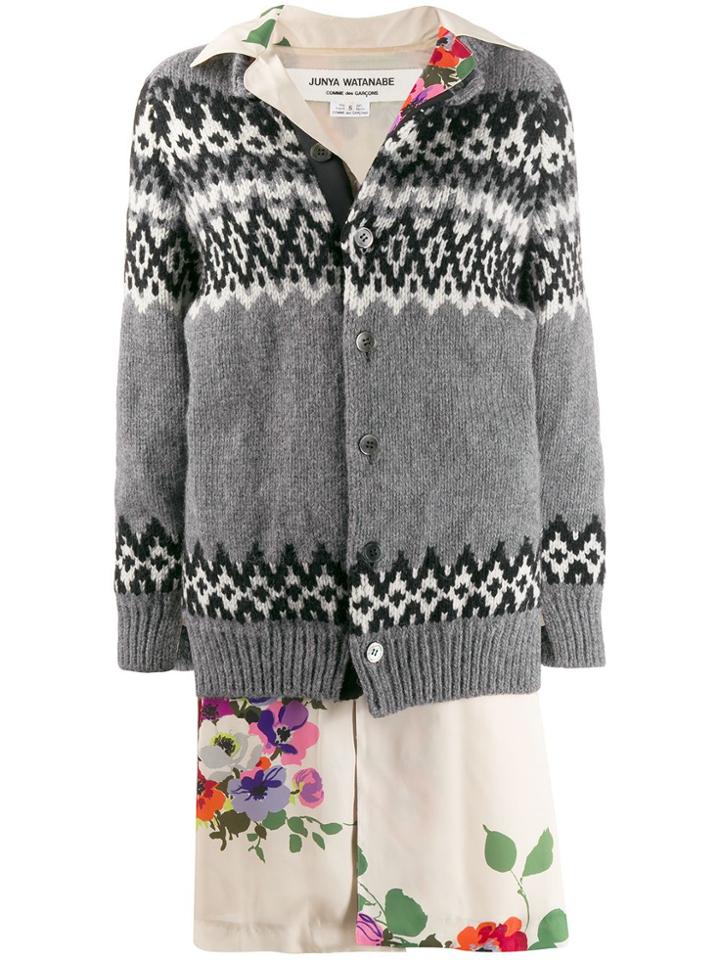 Junya Watanabe Layered Mixed Fabric Coat - Grey