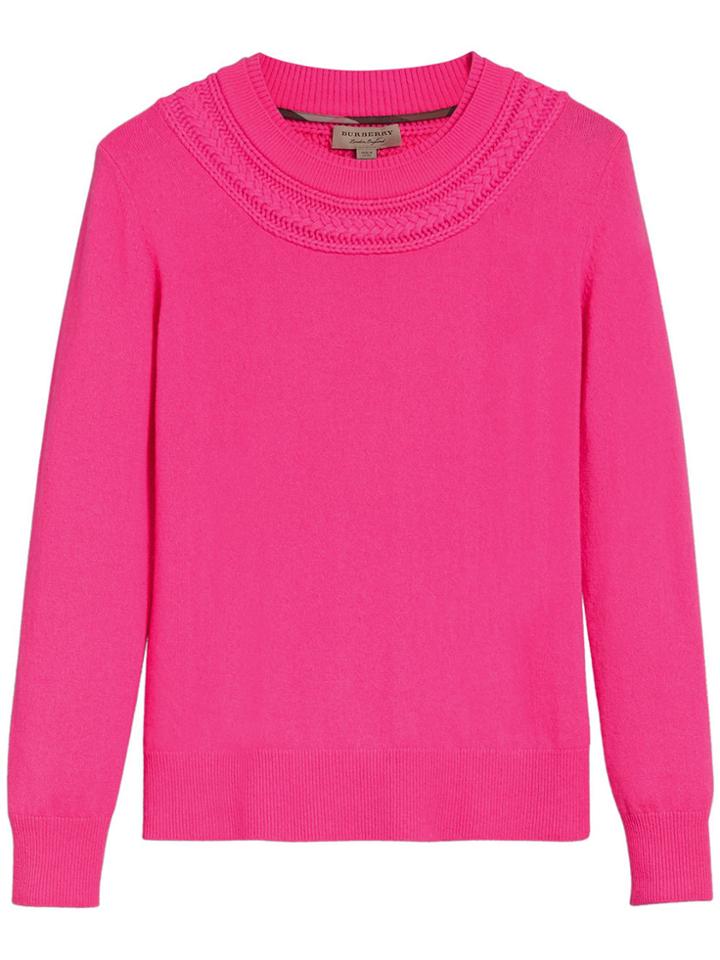 Burberry Cashmere Cable Knit Sweater - Pink & Purple