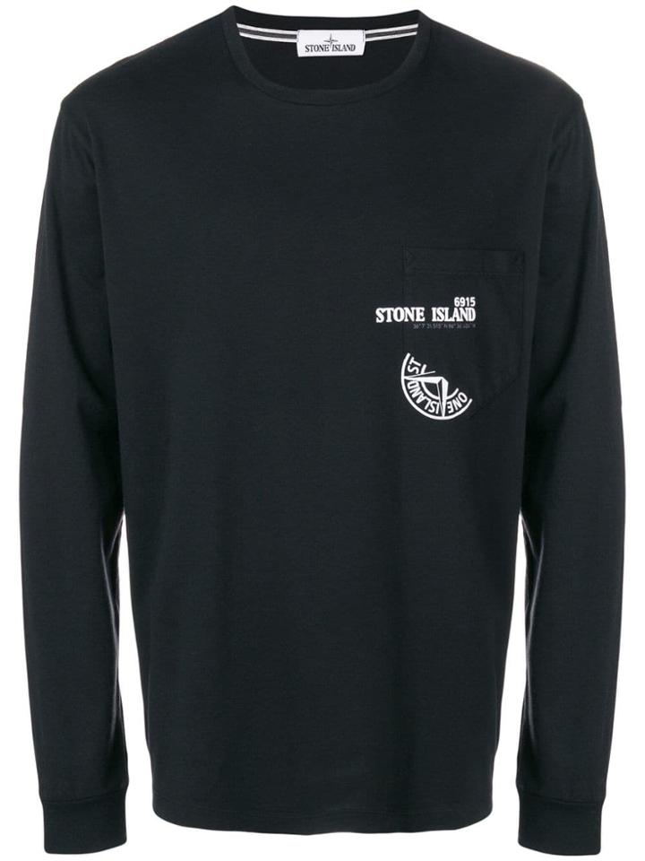 Stone Island Long Sleeved Logo Top - Black