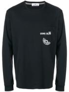Stone Island Long Sleeved Logo Top - Black