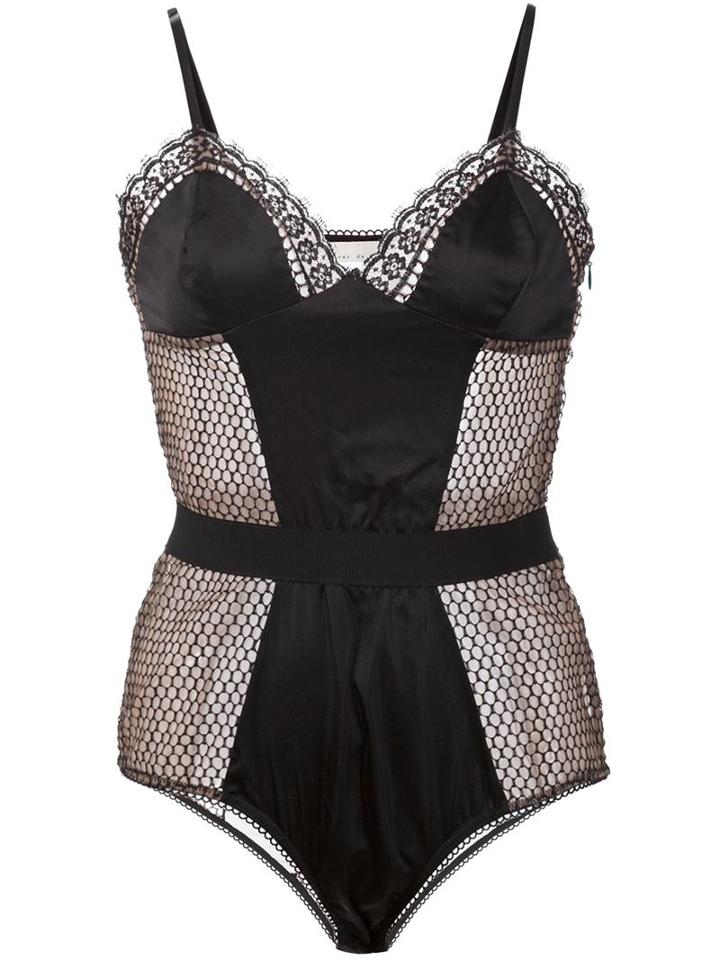Fleur Du Mal Cage Lace Body, Women's, Size: Large, Black, Cotton/nylon/silk/spandex/elastane