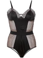 Fleur Du Mal Cage Lace Body, Women's, Size: Large, Black, Cotton/nylon/silk/spandex/elastane