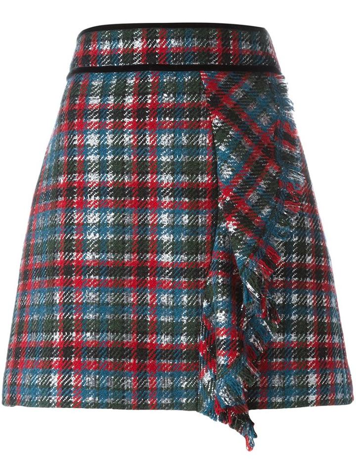 Msgm Tartan Mini Skirt, Women's, Size: 38, Polyamide/polyester/wool