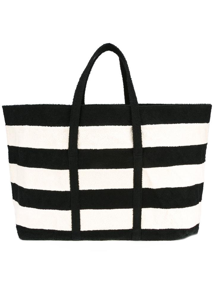 Zilla Striped Tote, Women's, Black, Cotton/leather