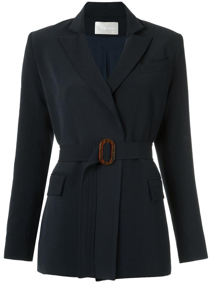 Lilly Sarti - Belted Coat - Women - Polyester/spandex/elastane/viscose - 40, Blue, Polyester/spandex/elastane/viscose