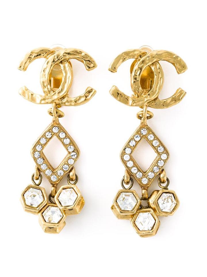 Chanel Vintage Logo Drop Earrings, Women's