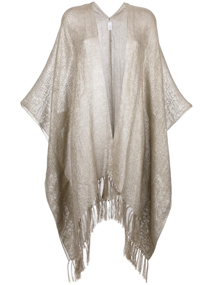 Brunello Cucinelli Frayed Cape, Women's, Nude/neutrals, Polyester/polyamide/linen/flax