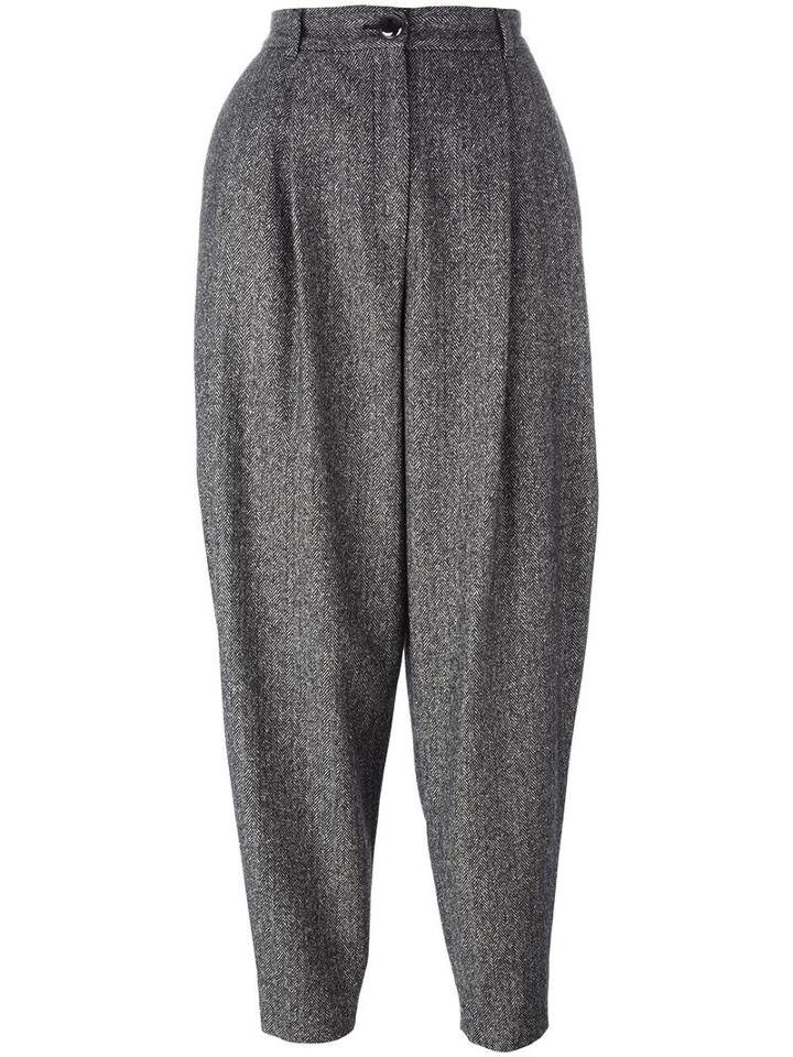 Dolce & Gabbana Herringbone Tweed Harem Trousers, Women's, Size: 40, Black, Cotton/polyester/wool
