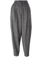 Dolce & Gabbana Herringbone Tweed Harem Trousers, Women's, Size: 40, Black, Cotton/polyester/wool