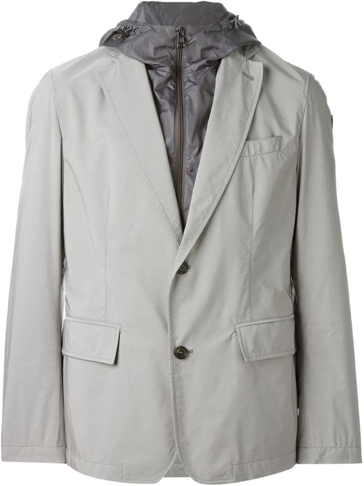 Moncler Layered Lightweight Blazer, Men's, Size: 3, Grey, Polyester/polyamide
