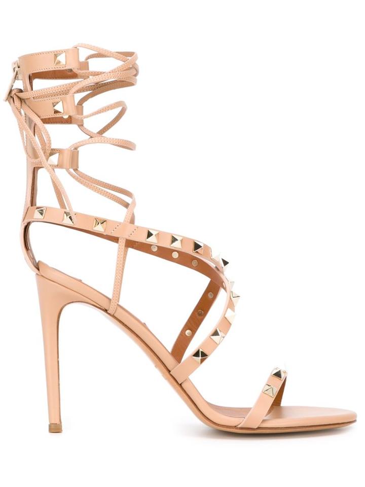 Valentino Garavani Rockstud Gladiator Sandals, Women's, Size: 35, Nude/neutrals, Leather/metal Other