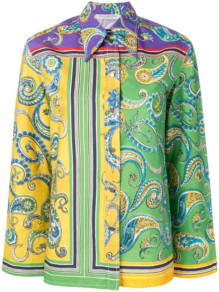 Philosophy Di Lorenzo Serafini Paisley Cotton Shirt - Green