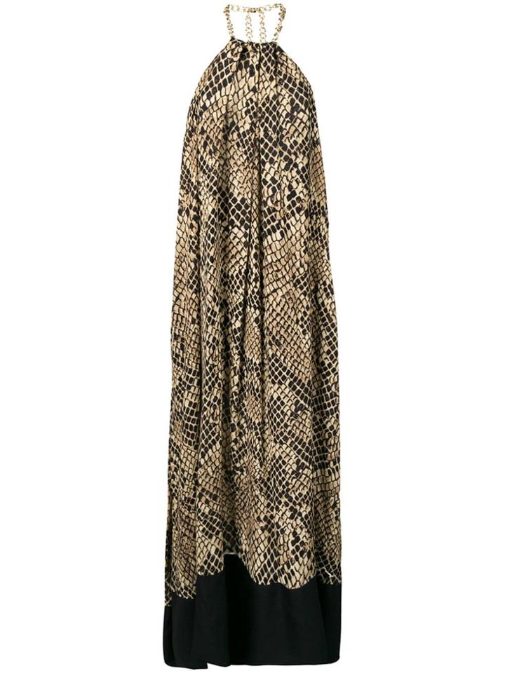 Christian Pellizzari Snake Pattern Halterneck Dress - Neutrals