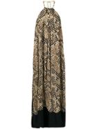 Christian Pellizzari Snake Pattern Halterneck Dress - Neutrals