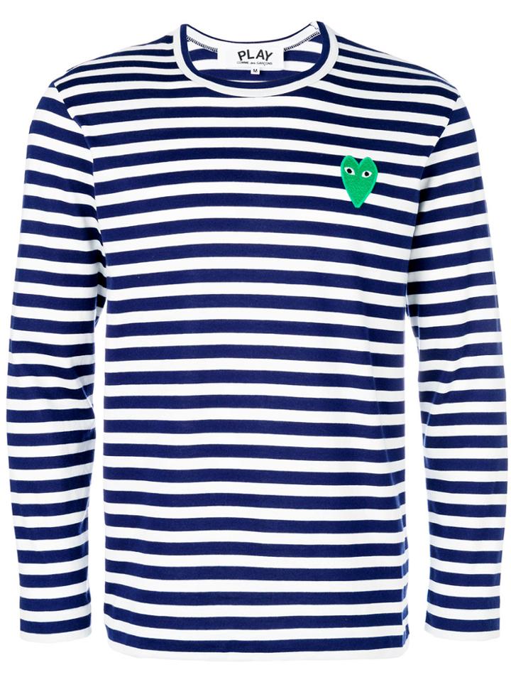 Comme Des Garçons Play Mini Heart Striped Jumper - Blue
