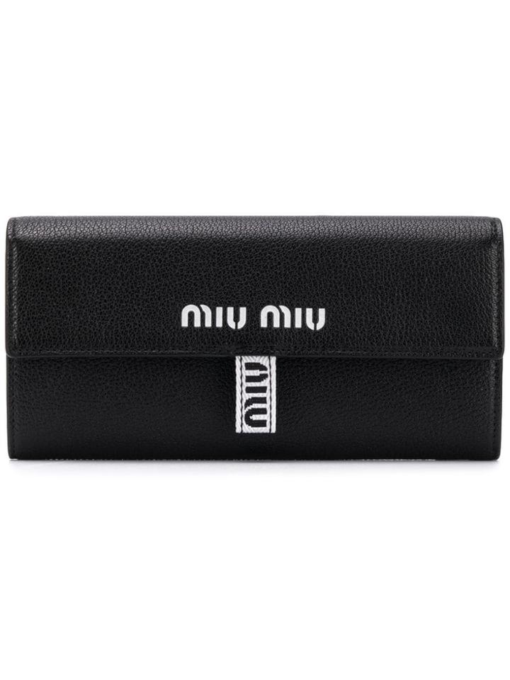Miu Miu Front Logo Wallet - Black