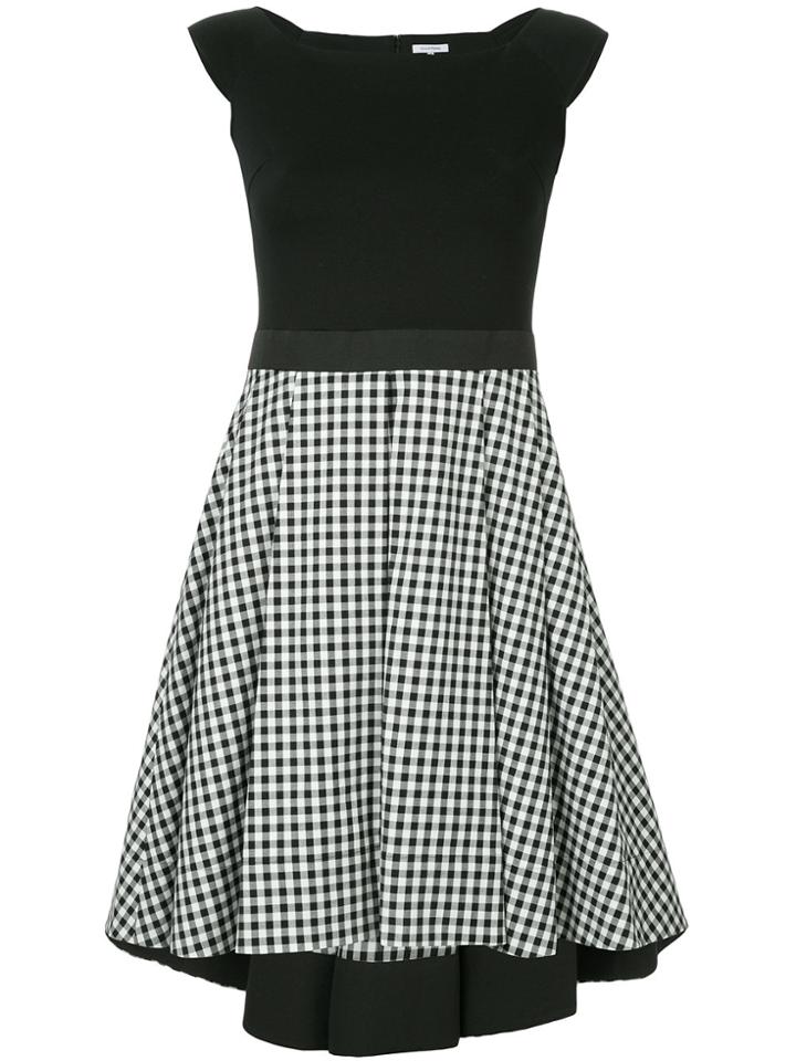 Guild Prime Contrasting Gingham Panel Dress - Black