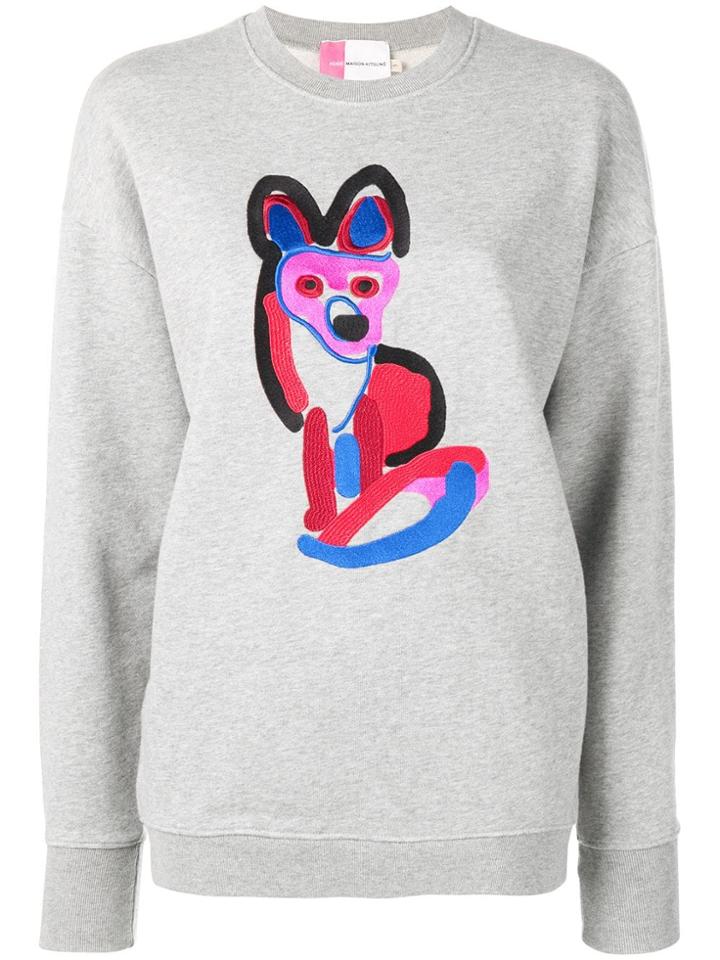 Maison Kitsuné Embroidered Crewneck Jumper - Grey