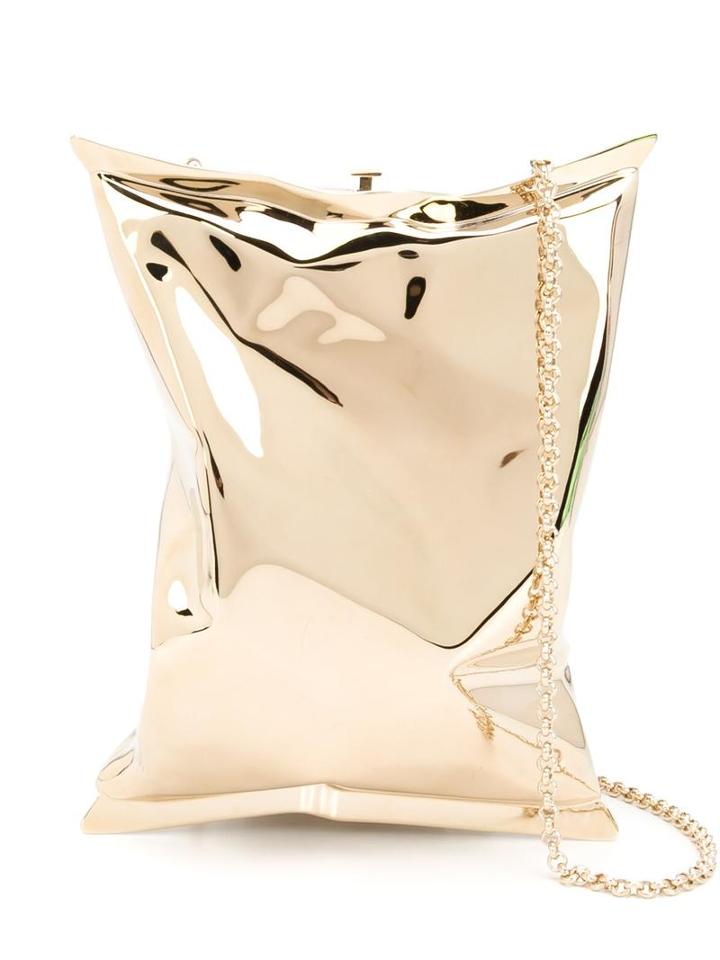 Anya Hindmarch - 'crisp Packet' Clutch - Women - Brass - One Size, Yellow/orange, Brass