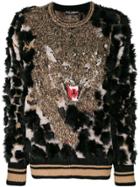Dolce & Gabbana Textured Tiger Sweater - Black