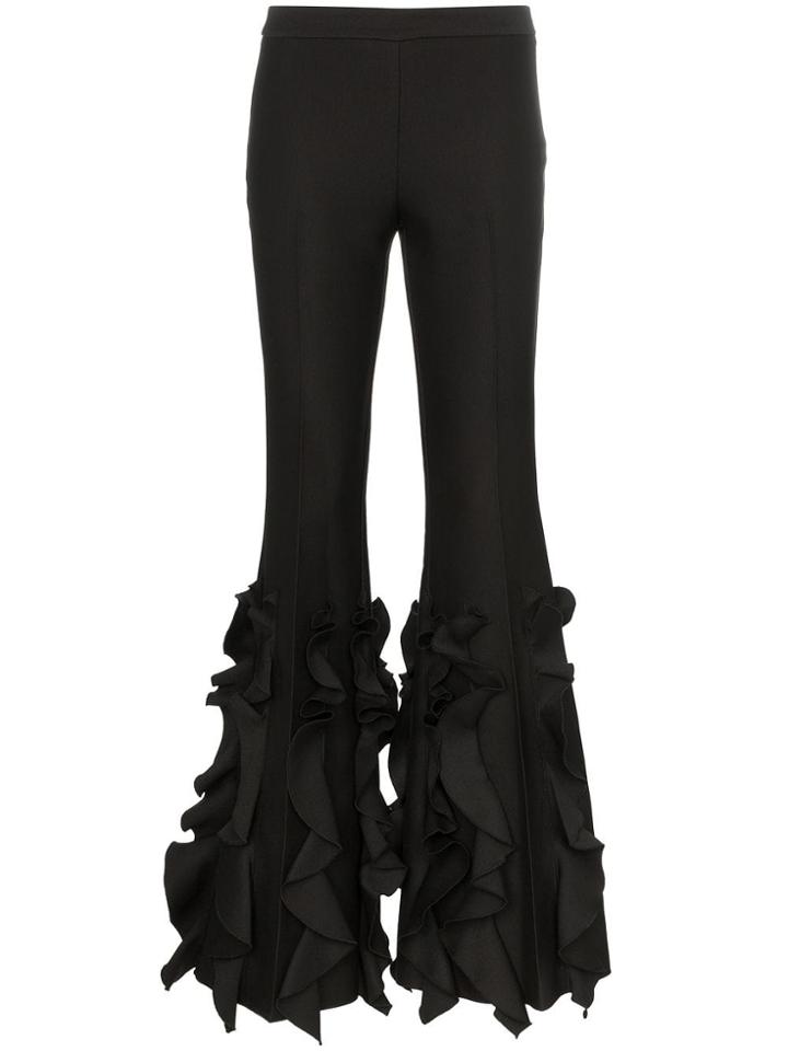 Giambattista Valli High-waisted Ruffle Flare Trousers - Black