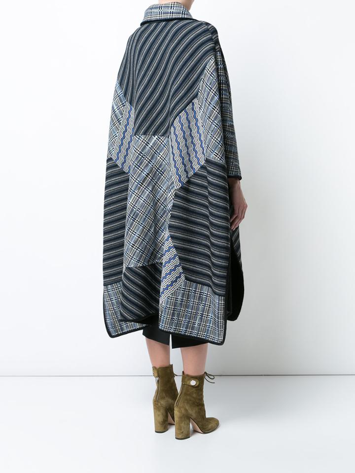 Missoni Patchwork Oversized Cape Coat - Blue