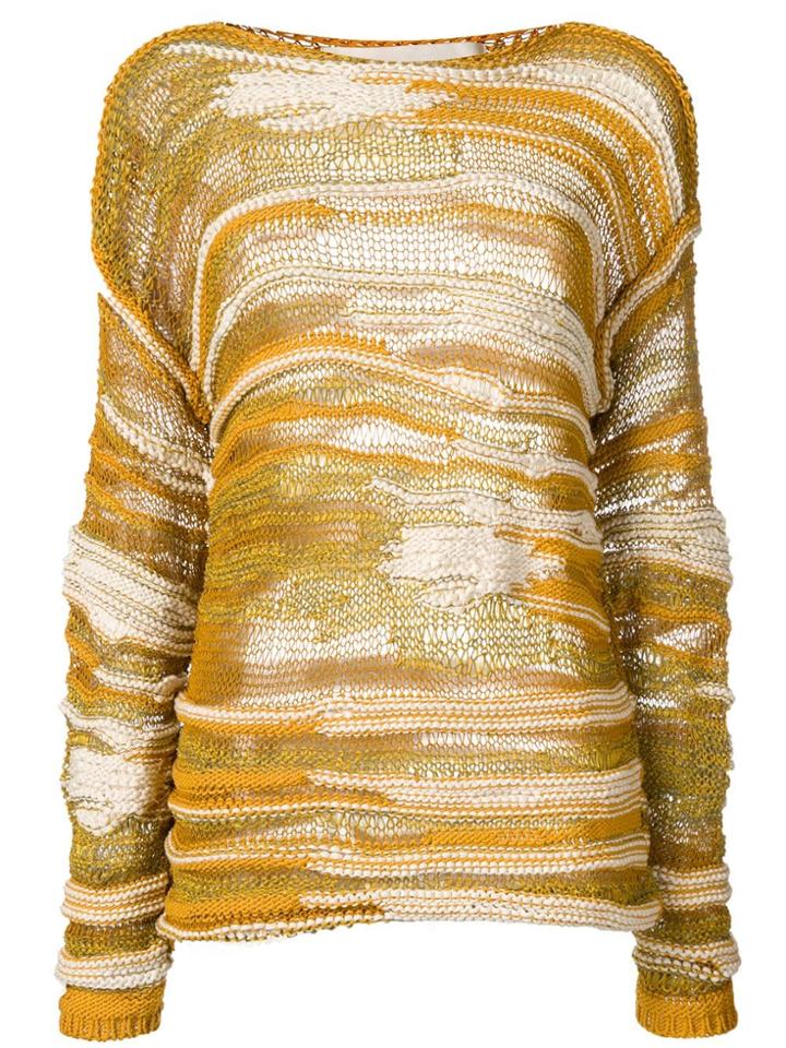 Isabel Benenato Open Knit Jumper - Yellow
