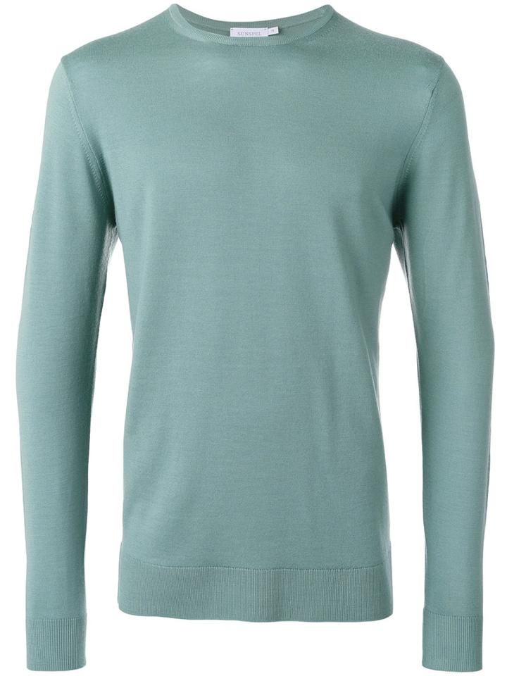Sunspel Crew Neck Jumper, Men's, Size: Xl, Green, Merino