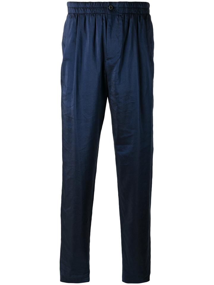 Giorgio Armani - Elasticated Trousers - Men - Silk/linen/flax/viscose - 54, Blue, Silk/linen/flax/viscose