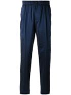 Giorgio Armani - Elasticated Trousers - Men - Silk/linen/flax/viscose - 54, Blue, Silk/linen/flax/viscose