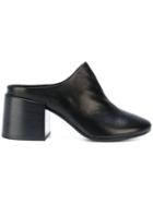 Mm6 Maison Margiela Block Heel Closed Toe Mules - Black