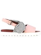 Mother Of Pearl Gingham Check Bow Sandals