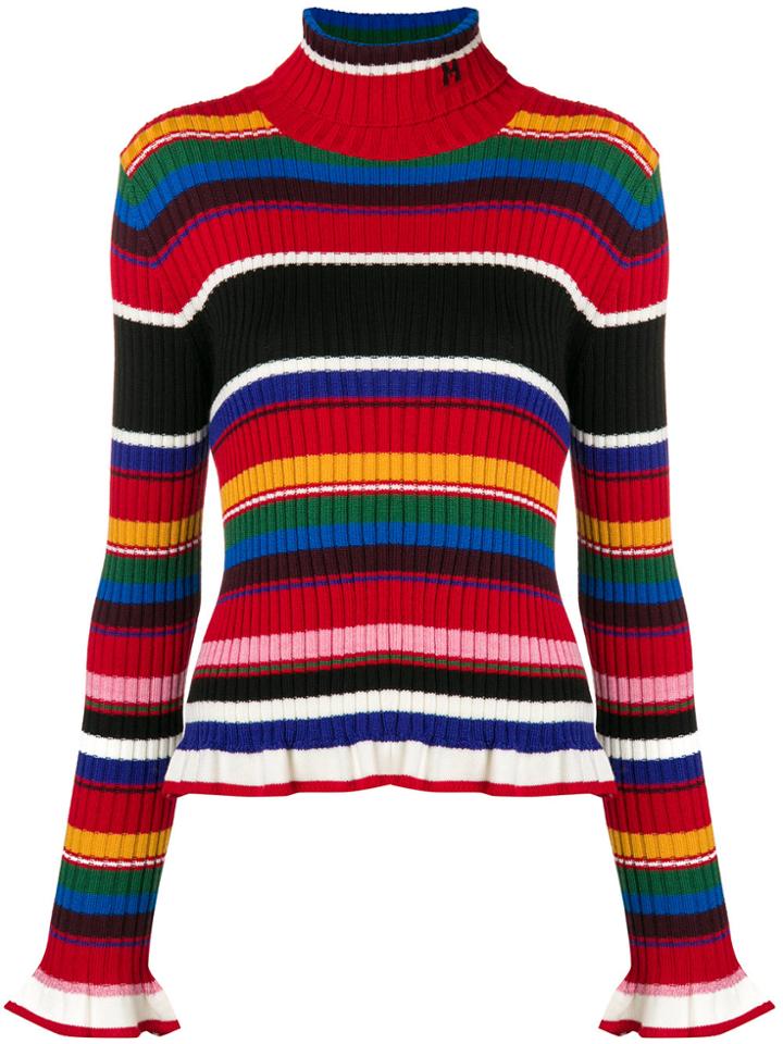 Msgm Striped Turtleneck Sweater - Red