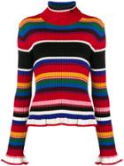 Msgm Striped Turtleneck Sweater - Red