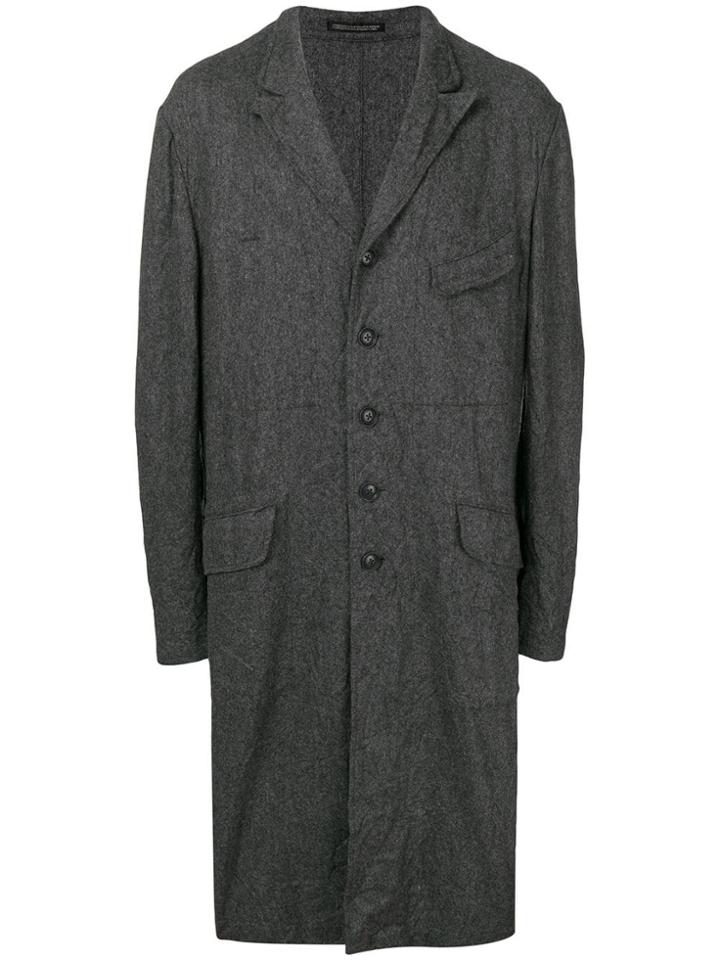 Yohji Yamamoto Wrincle Finish Long Jacket - Grey