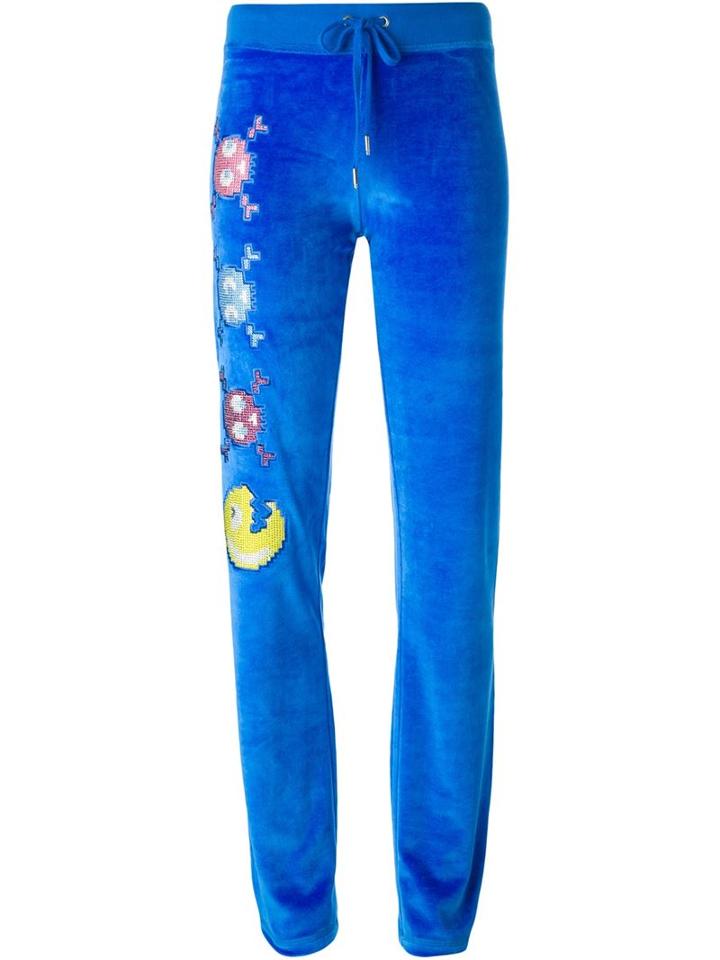 Philipp Plein 'vegas' Embroidered Emoji Velvet Track Trousers