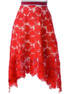 Hilfiger Collection Asymmetric Lace Skirt, Women's, Size: 4, Red, Polyester/cotton
