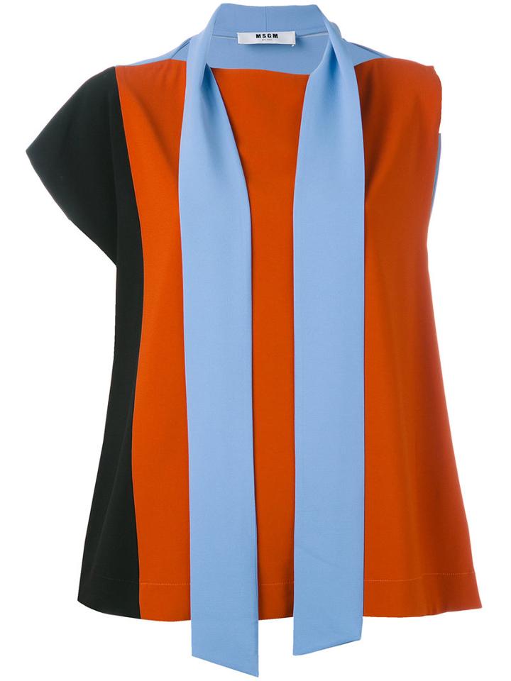 Msgm Asymmetric Tie-fastening Tank, Women's, Size: 40, Black, Acetate/viscose