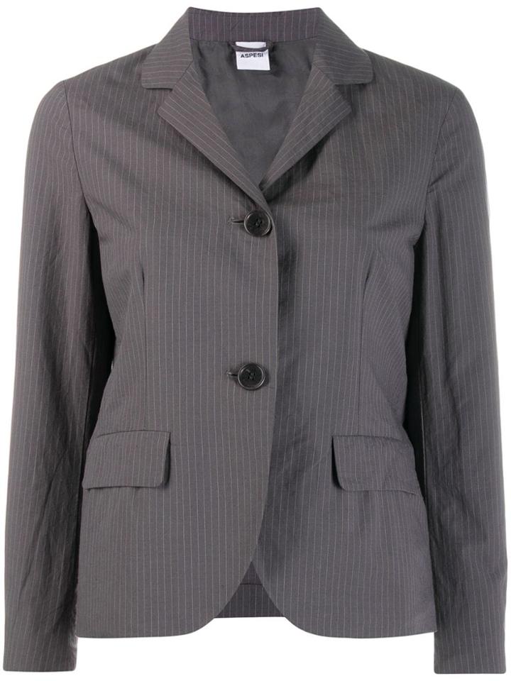 Aspesi Pinstriped Cropped Jacket - Grey