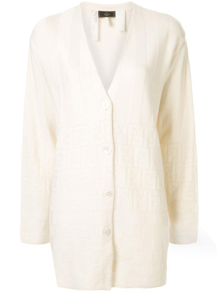 Fendi Pre-owned Zucca Pattern Jacquard Cardigan - White