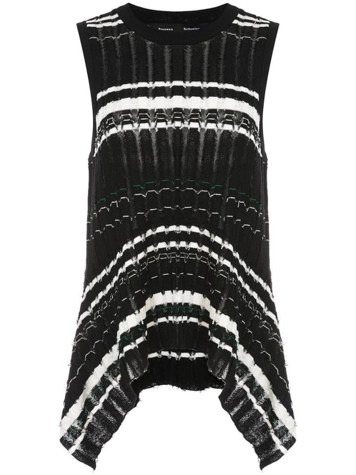 Proenza Schouler Striped Rib Knit Top - Black