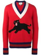 Gucci - Pather Intarsia Sweater - Men - Wool - L, Red, Wool