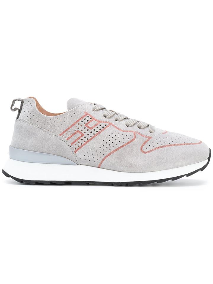 Hogan Contrast Piped Sneakers - Grey