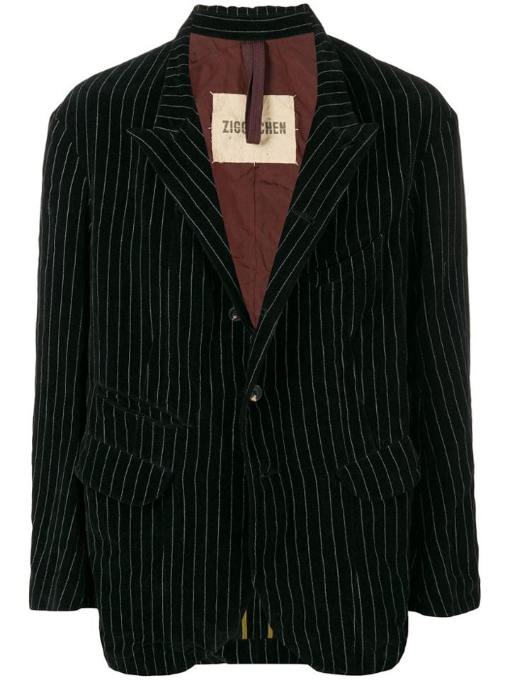 Ziggy Chen Pinstripe Blazer - Black
