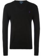 Polo Ralph Lauren V Neck Jumper, Men's, Size: Medium, Black, Polyester/wool