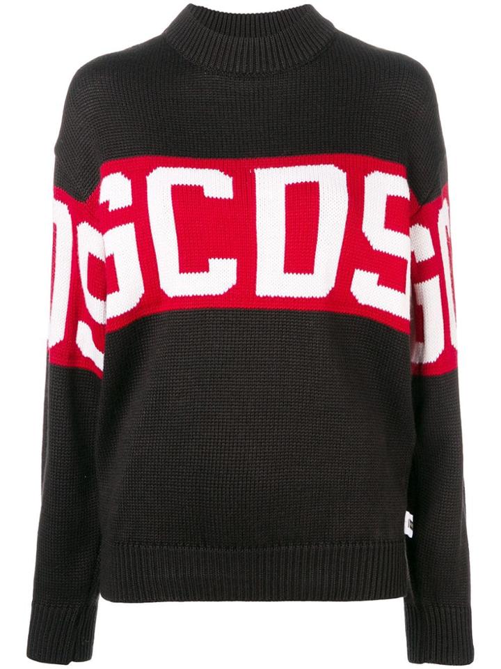 Gcds Front Printed Logo Sweater - Black